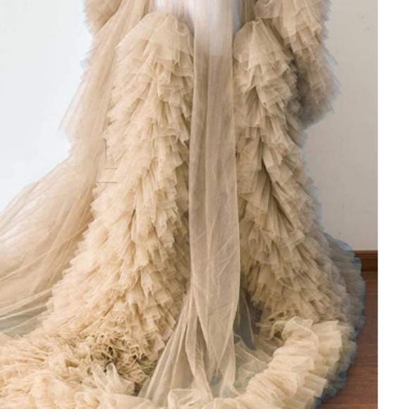 Sexy Illusion Long Lingerie Tulle Robe Nightgown Sleepwear / Bridal Robe - Picture 5 of 9